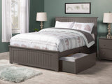 Nantucket Full Platform Bed with Matching Footboard and Turbo Charger with Urban Bed Drawers in Grey