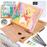 Falling in Art Tabletop Easel Set - 29 Pieces Starter Kit - Artist Acrylic Painting Kit with 12 Acrylic Paints Set, Canvas Panel