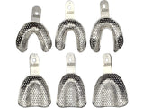 Edentulous Jaw Impression Trays Set of 6 Perforated Stainless Steel ARTMAN Brand