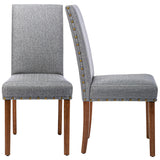 Snugway Parsons Kitchen Dining Chair Set Room Modern Upholstered Stylish Fabric High Back with Bronze Nailhead Trim