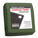 CARTMAN Finished Size 5x7 Feet Canvas Tarp with Rustproof Grommets, Heavy Duty Multipurpose Tarpaulin Cover for Canopy Tent, Roo