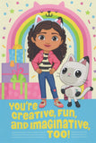 Gabby's Dollhouse Cute Celebration with Pandy Paws Cat Rainbow Confetti Kid's Happy Birthday Greeting Card - You're Creative, Fu