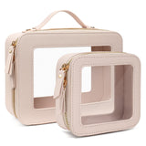 FFpaw 2Pcs Travel Clear Makeup Bag, Large Cosmetic Bag Case with Zipper Portable Makeup Pouch Toiletry Bag Women Traveling Cosme