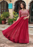 Wedani Faux Georgette Sequins-Work Anarkali Kurta Set For Women (In Alpha L Regular Red),Red,L,,,