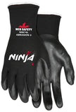 MCR Safety Ninja X N9674M Work Gloves, 15 Gauge Nylon/Lycra Shell, BiPolymer Coated Palm & Fingertips, Medium,Black