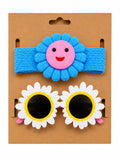 Sanjis Enterprise Kids Flower Sunglasses & Daisy Headband Combo For Girls | Cute Flower Shape Sunglasses With Soft Stretch Hair