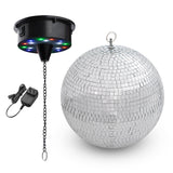 DELight 12 Large Disco Ball with Motor Rotating 6RPM 18 RGBW LED Lights for 70s 80s Party DJ Bands Dance Club Bar Wedding Birth