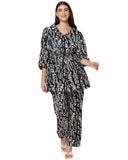 Toplot Co Ord Kurta Set For Women Printed Kurta With Pant (Tunic-Pant-5140-Flower-L) Charcoal,Charcoal,,B0CHB1749P