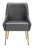 Zuo Maxine Dining Chair Gray & Gold