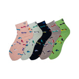 Young Wings WomenS_Socks Multi Colour Cotton Fabric Solid Free Size Ankle Length Casuals Wear Socks Pack Of 5