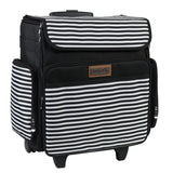 Everything Mary Rolling Craft Bag, Black & White Stripe Papercraft Tote with Wheels for Scrapbook & Art Storage Organizer Ca