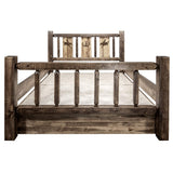Montana Woodworks Homestead Collection Full Storage Bed With Laser Engraved Bronc Design, Stain & Clear Lacquer Finish