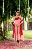 Gosriki Women'S Rayon Viscose Solid Anarkali Kurta With Pant & Dupatta (Kuspari Peach-Gs_Xl_Peach_X-Large),Peach,,B0DX279VB7