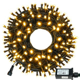 Connectable 100LED 33Ft 8Modes String Lights Indoor Outdoor | Extendable Green Wire Warm White Christmas Tree Lights with Timer