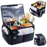 FRECOLSH Large Grill Caddy with Lid - BBQ Organizer for Camping, Tailgating, RV, Boating - Grilling Gifts for Men - Collapsible