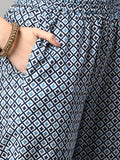 Anni Designer Women'S Cotton Blend Printed Straight Kurta With Pant (Jinki-Indigo_L_Dark Blue_Large),Indigo,L,Cotton Blend,Regular,Pants