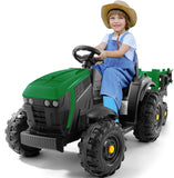 ELEMARA 24V 9AH Ride on Tractors with Easy Detachable Trailer,400W Motors Tractor Ride On Toy,Electric Tractor Toy for Big Kids,