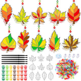 Beeveer 30 Sets Fall Leaf Suncatchers Art Kits DIY Autumn Maple Leaf Suncatcher Crafts Paint Your Own Window Ornaments for Boys