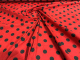 New Creations Fabric & Foam Inc, 60 Wide by Premium Polka Dot Poly Cotton Fabric (Black Dot on Red, 3 Yards)