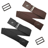 Findtop 2 Pack No Buckle Comfortable Elastic Belt, No Buckle Adjustable Waist Belt For Men Jeans Shorts Pants Women Dress (Black
