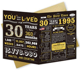 BENNLOOS Jumbo 30th Birthday Card, Big 30th Birthday Gift for Him Her, Funny 30 Bday Party Decorations for Husband Wife, Large 3