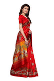 Anni Designer Women'S Red Color Kalamkari Silk Printed Saree With Blouse Piece(Jungal-Elephant-Red_Free Size),Red,Free Size,Kalamkari Silk,ready to wear,Saree