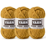 3 Pack Turmeric Fluffy Chunky Chenille Crochet Yarn, Baby Yarn for Crocheting Soft Blanket, Bulky Velvet Yarn (100g/54.8yds Each