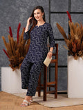 Anni Designer Women'S Rayon Blend Bandhej Printed Ethnic Co-Ord Set (Nesta Blue-Nl_S_Blue_Small),Blue,S,,,