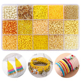 15 Color Glass Seed Tube Bugle Beads Bracelet Jewelry Making Kit,Yellow