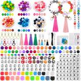 TOHONGADON 392 Pcs Silicone Beads for Keychain Making Kit, Silicone Letter Beads, 12mm15mm Round 14mm17mm Polygonal 12mm Lentil