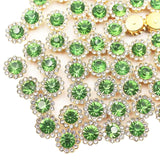 12mm 150pcs Light Green Sew on Rhinestones, Crystals Glass Gems with Metal Base Claw Flatback Rhinestones for Crafting, Sunflowe