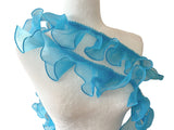 PEPPERLONELY 1 Yard 3 Inch Wide Chiffon Lace Mesh Gauze Ruffles Lace Trim for Wedding Decoration Gift Wrapping Tutu Skirts - Blu
