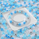 ANCADN 1000pcs Pony Beads 6 * 9mm Winter Snowflakes Bead Blue&White&Silver Beads for Hair Braiding Bracelets Making (White&Blue)