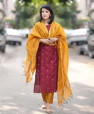 Gosriki Women'S Rayon Viscose Printed Straight Kurta With Pant & Dupatta (Sdf Maroon-Gs_Xl_Maroon_X-Large),Maroon,,B0DRZNHQCP