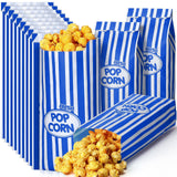 Sherr 1000 Pcs 2oz Blue Popcorn Bags Bulk Retro Stripes Disposable Popcorn Bags for Circus Carnival Party Favors Movie Nights Bi