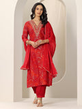 Libas Women'S Silk Blend Kurta Sets (400601_Red_Xl)