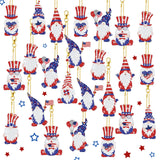 Outus 24 Pcs 4th of July Diamond Art Keychains Patriotic Diamond Art Keychains Memorial Day Gnome American Flag Double Sided 5d