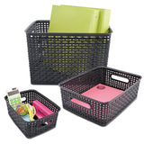 Advantus 40326 Weave Bins, 9 7/8 X 7 3/8 X 4, Plastic, Black, 3 Bins