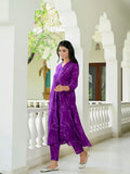 Gosriki Women'S Rayon Blend Anarkali Printed Kurta With Pant (Marup Begani-Vks04-Gs_M_Begani_Medium),Begani,,B0DCKD2T1B