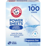ARM & HAMMER Power Sheets Laundry Detergent, Fragrance Free, Dermatologist Tested Concentrated Laundry Detergent Sheets, 50 Coun