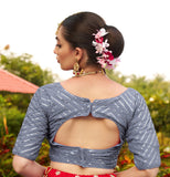 Pujia Mills Womens Fancy Readymade Half Sleeve Sequins Saree Blouse(Sequins Butti Grey_38)
