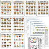 18 PCS Diabetic Food List and Meal Planner - Laminated Diabetes Meal Chart with Low Carb Food Guide, Glycemic Index Lists, Writa