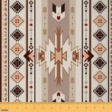 Erosebridal Rustic Western Aztec Fabric by The Yard,Geometric Diamond Upholstery Fabric for Chairs Sofa,Beige Brown Black Decora