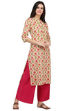 Gosriki Women'S Cotton Kurta (Kur190023-Xxl_2Xl_Beige),2xl,,B07QHRM6YY