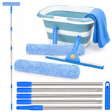 Window Cleaning Kit with Bucket, Squeegee and Scrubber for Home, Outdoor