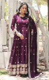 Wedani Faux Georgette With Embroidered Work Anarkali Set For Women (In Alpha Xl Regular Wine),WINE,XL,Georgette,Anarkali,