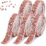 Xinnun 5 Rolls Rose Gold Self Adhesive Rhinestone Ribbon Crystal Shiny Rhinestone Strips Ribbon Resin Diamond Glitter Trims for