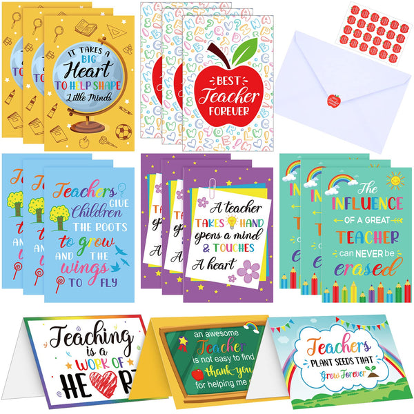 Jetec 24 Sets Teacher Thank You Cards Appreciation Gifts Cards Bulk Fo ...