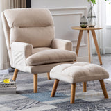 CANMOV Modern Accent Chair with Ottoman, Soft Fabric Armchair with Adjustable Backrest and Side Pockets, Comfy Lounge Chair for