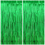 PatiCool Football Party Decorations Green Streamers - Thicken 2 Pack 3.2 x 8.2 FT - Tinsel Foil Fringe Curtains Party Backdrop f